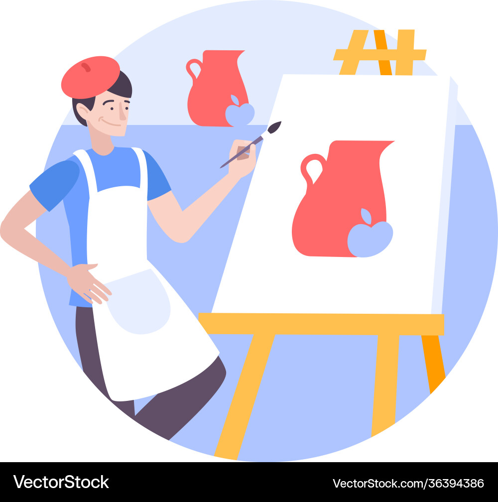Painter at work composition Royalty Free Vector Image