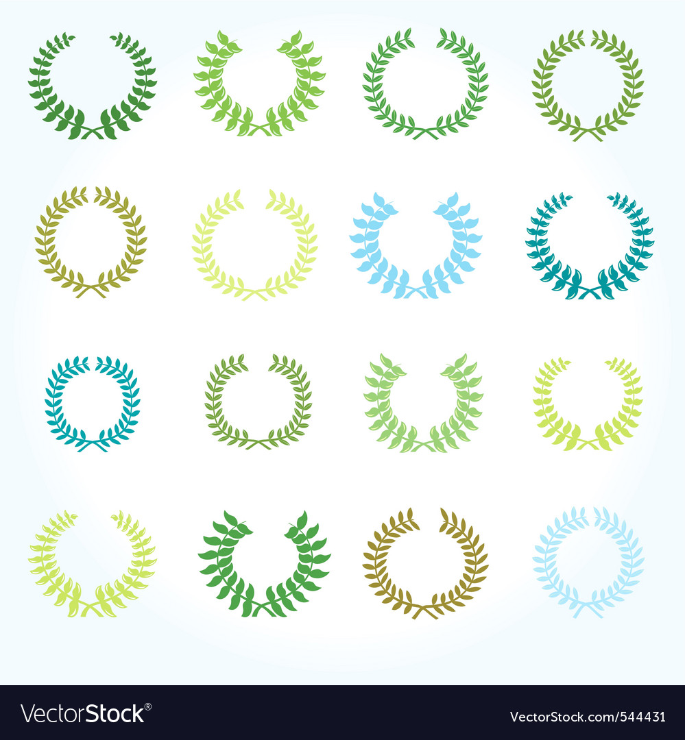 Set of crown laurel wreaths Royalty Free Vector Image
