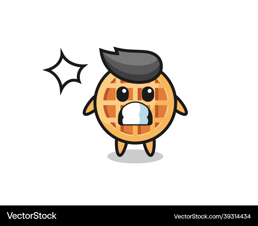 Circle waffle character cartoon with shocked Vector Image