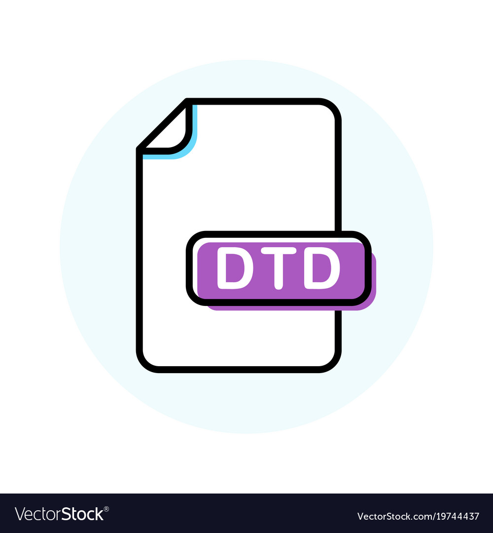 dtd file format extension color line icon vector image dtd format