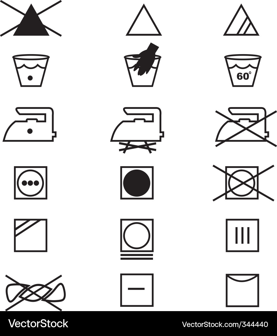 Fabric care symbols Royalty Free Vector Image VectorStock