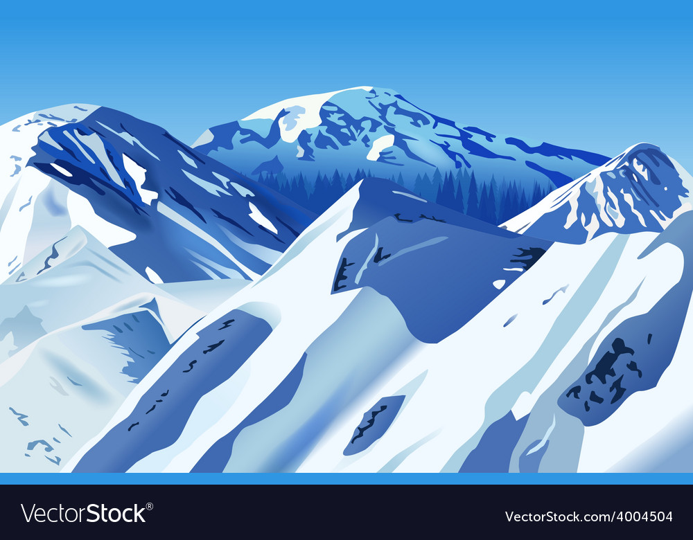 Snowy mountains Royalty Free Vector Image - VectorStock