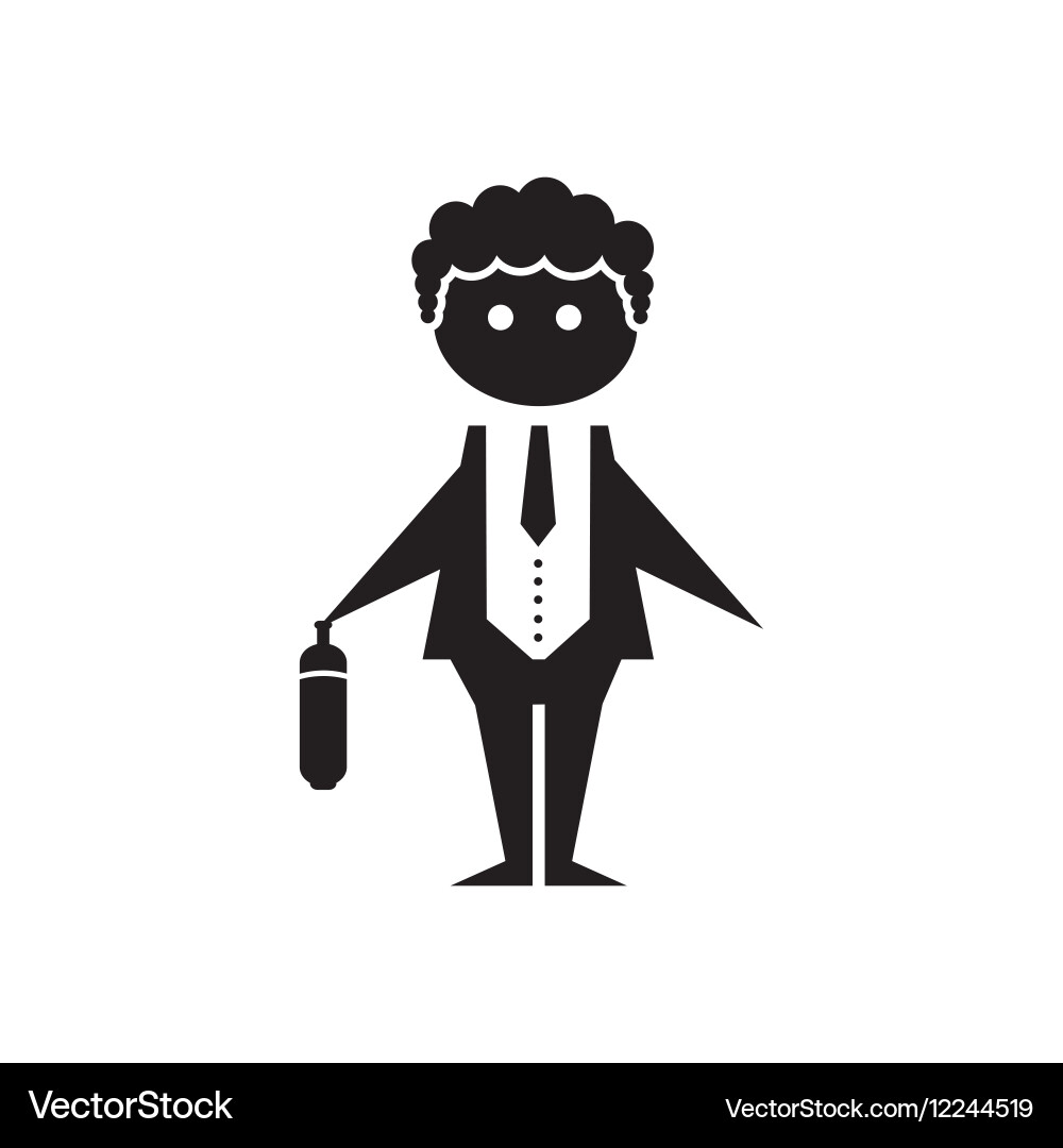Flat icon in black and white office worker Vector Image