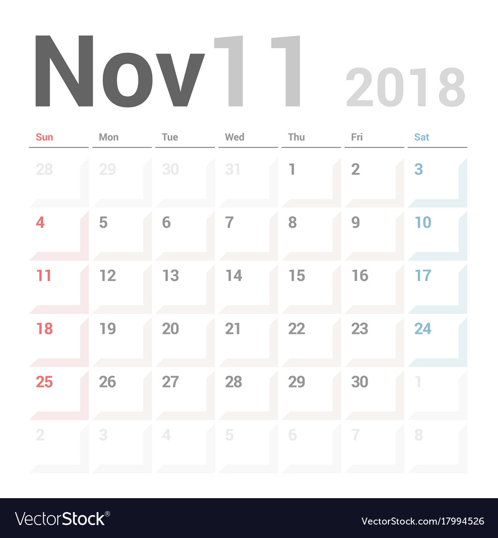 november 2018 calendar clipart