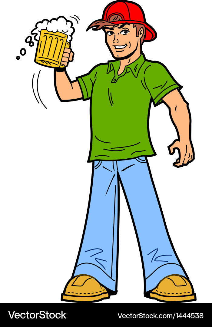 Cheers Beer Mug Man Royalty Free Vector Image VectorStock