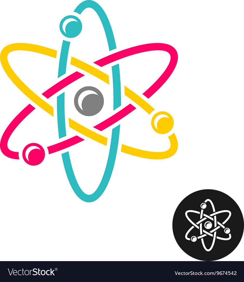Atom logo Colorful physics science concept symbol Vector Image