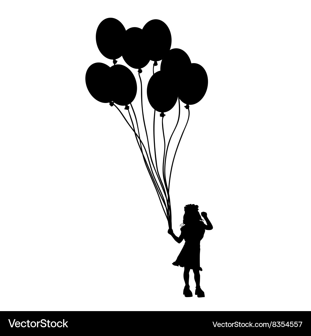 Child with balloon silhouette Royalty Free Vector Image