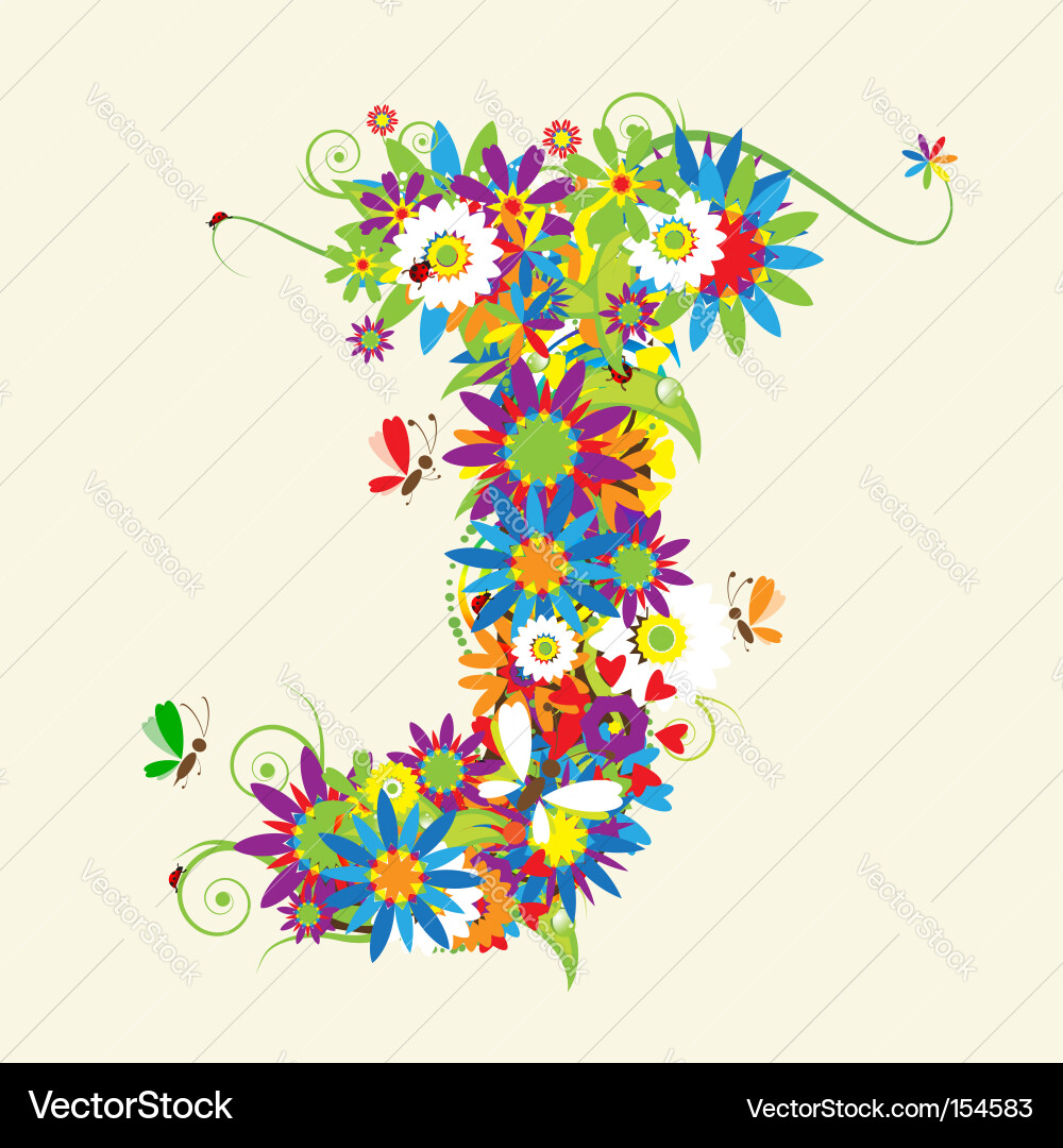 Letter J floral design Royalty Free Vector Image