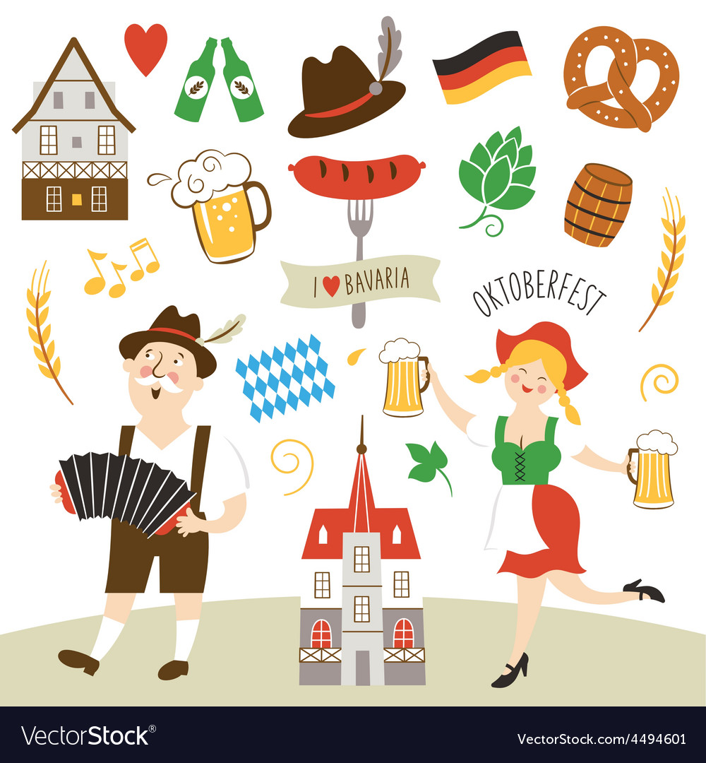 Set of Germany and Bavaria symbols Royalty Free Vector Image