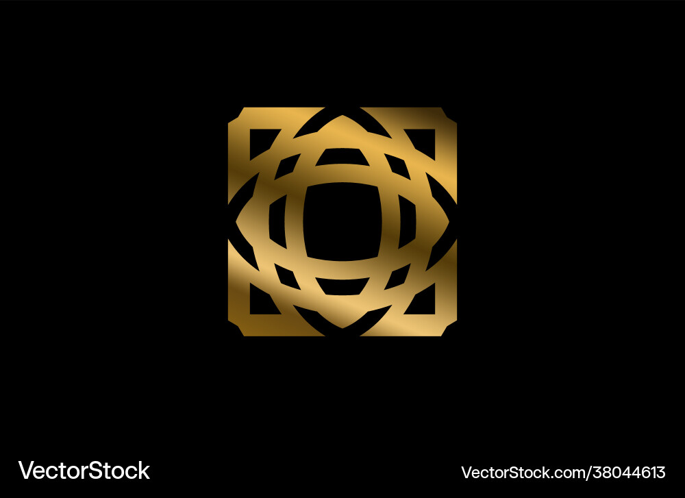 Abstract globe golden square Royalty Free Vector Image