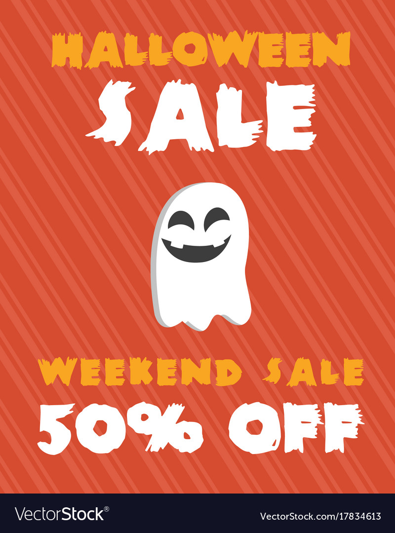 Halloween Sale Poster Design On Orange Background Vector Image Halloween Sale Poster Design On Orange Background Vector Image