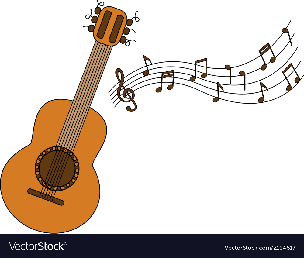 cartoon acoustic guitar and sheet music royalty free vector free acoustic guitar sheet music