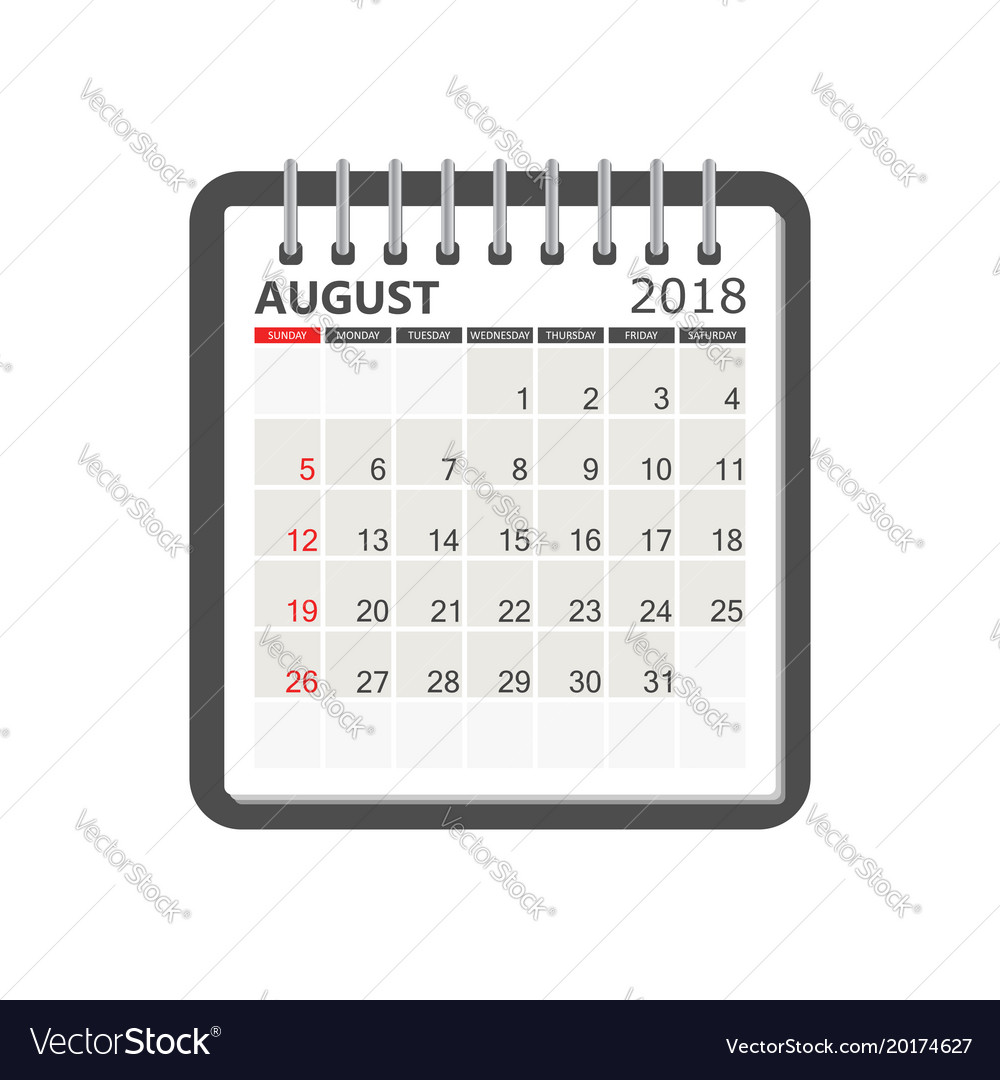 august 2018 calendar page