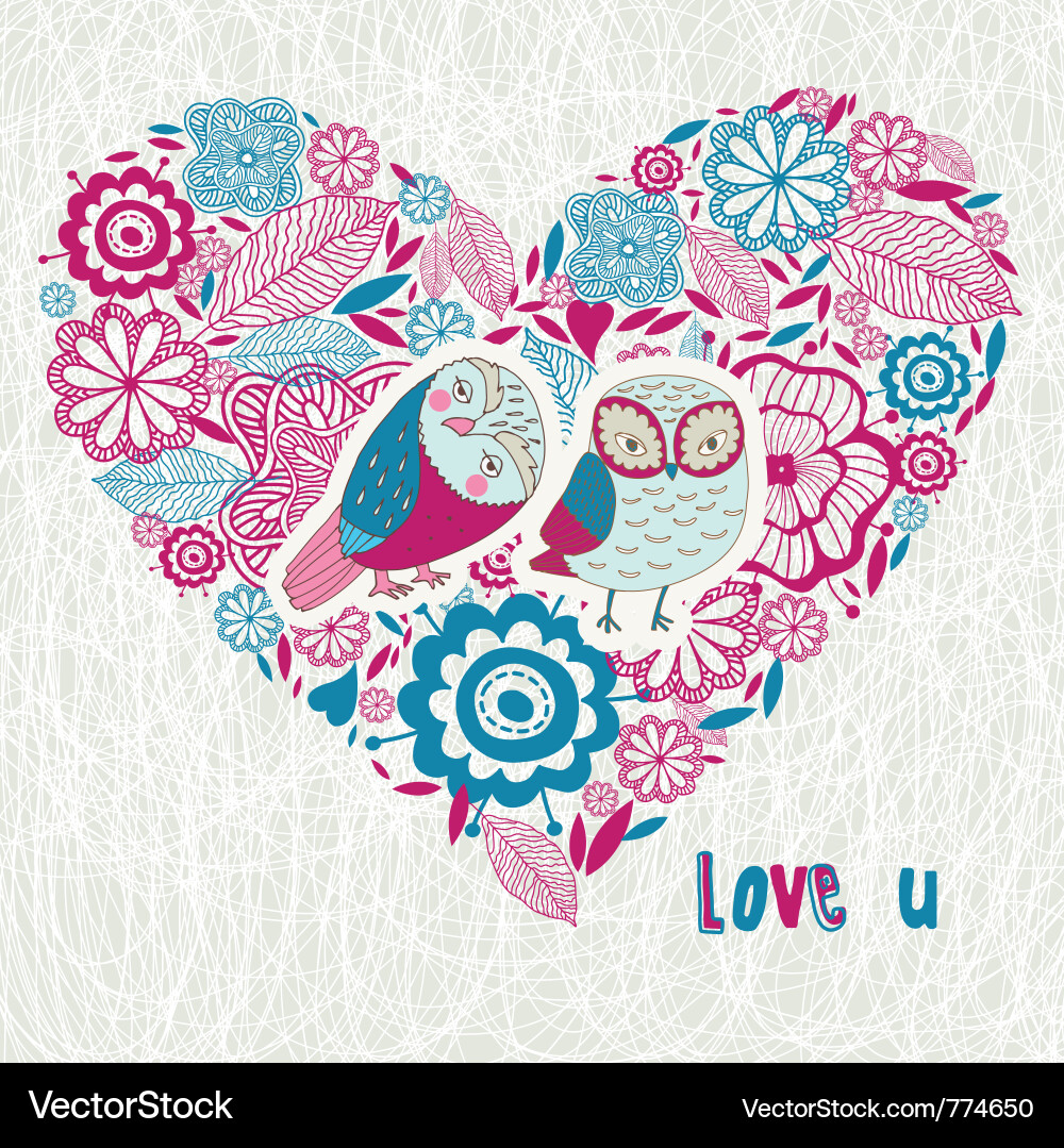 Love you owl heart Royalty Free Vector Image - VectorStock