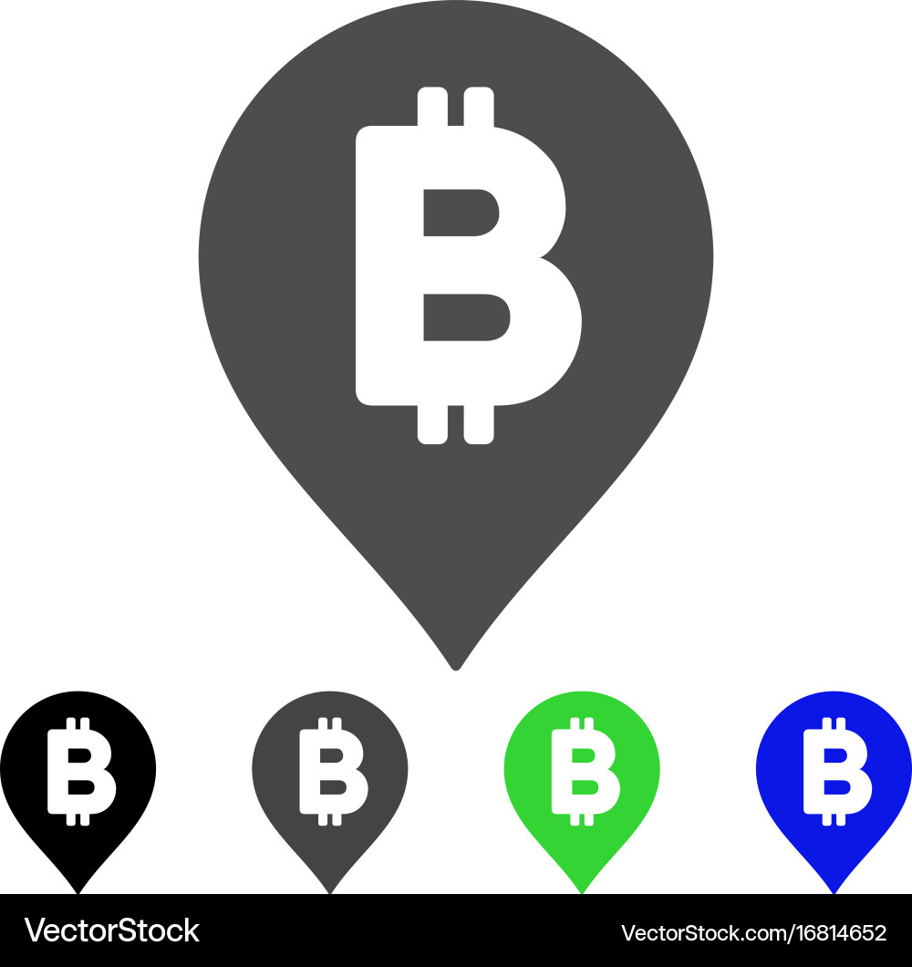 Bitcoin map marker flat icon Royalty Free Vector Image