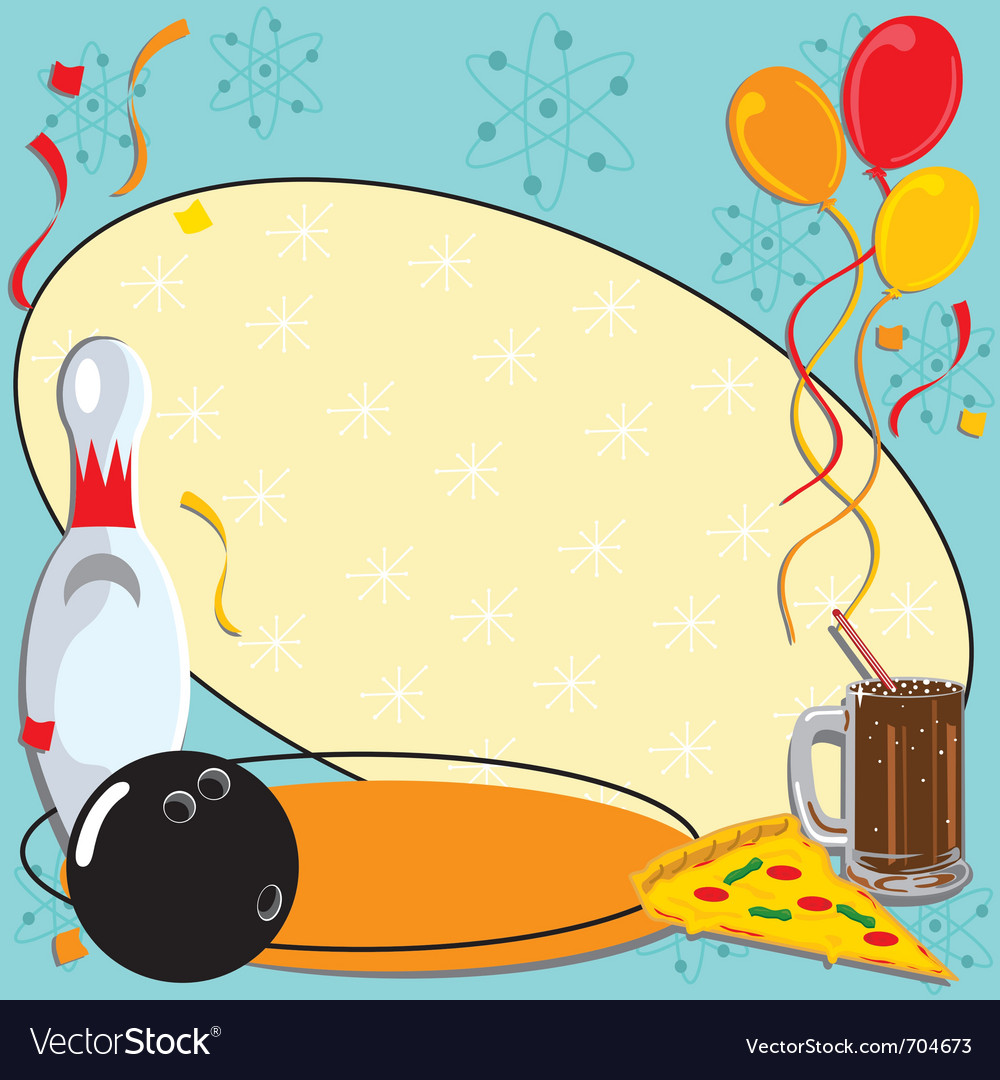 Retro bowling party invitation Royalty Free Vector Image