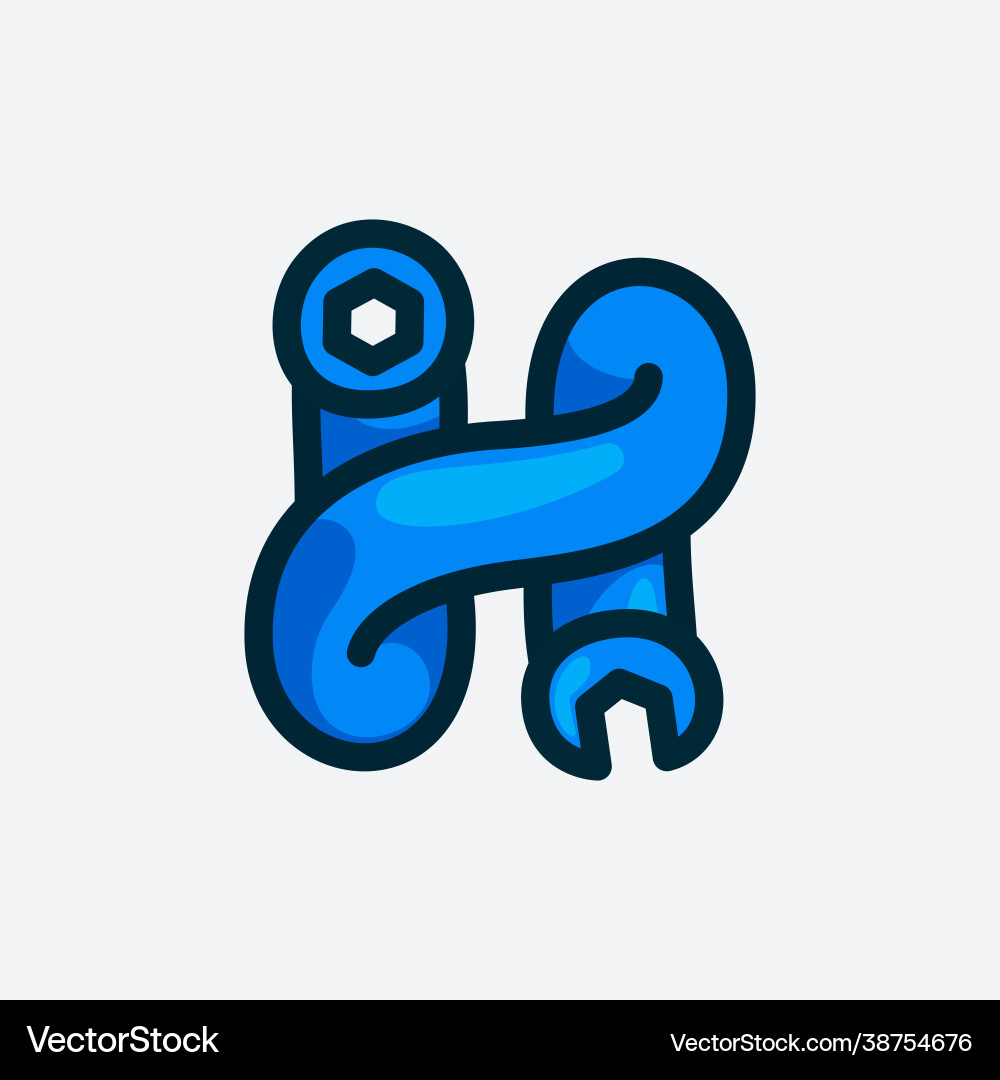 H letter logo made a wrench Royalty Free Vector Image