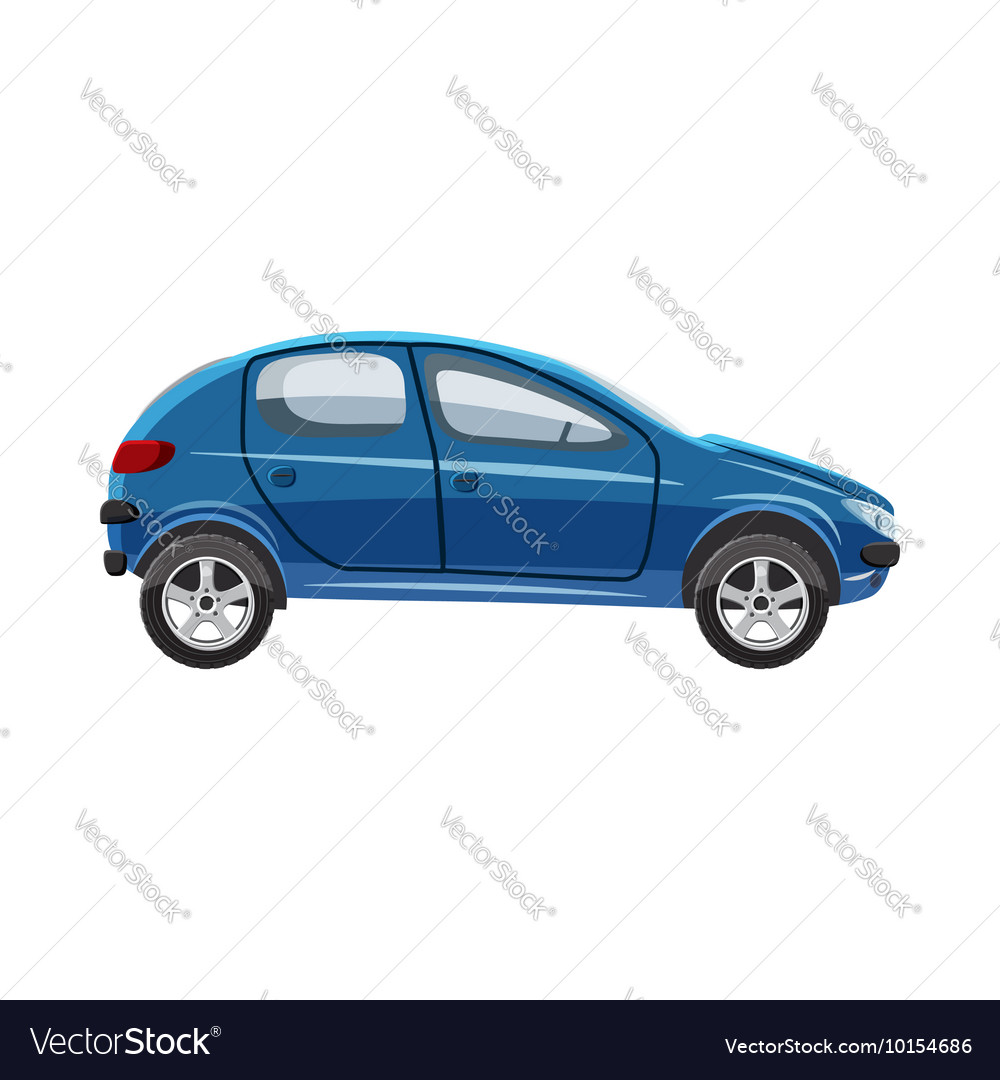 Blue hatchback car icon cartoon style Royalty Free Vector Image