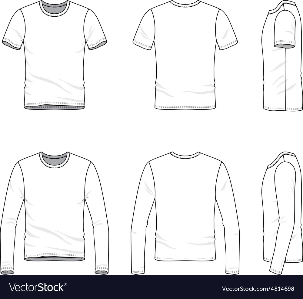 simple outline drawing of a mens blank t shirt and vector image
