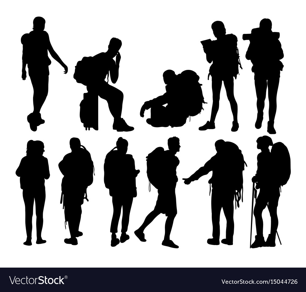 Hiker silhouettes Royalty Free Vector Image VectorStock
