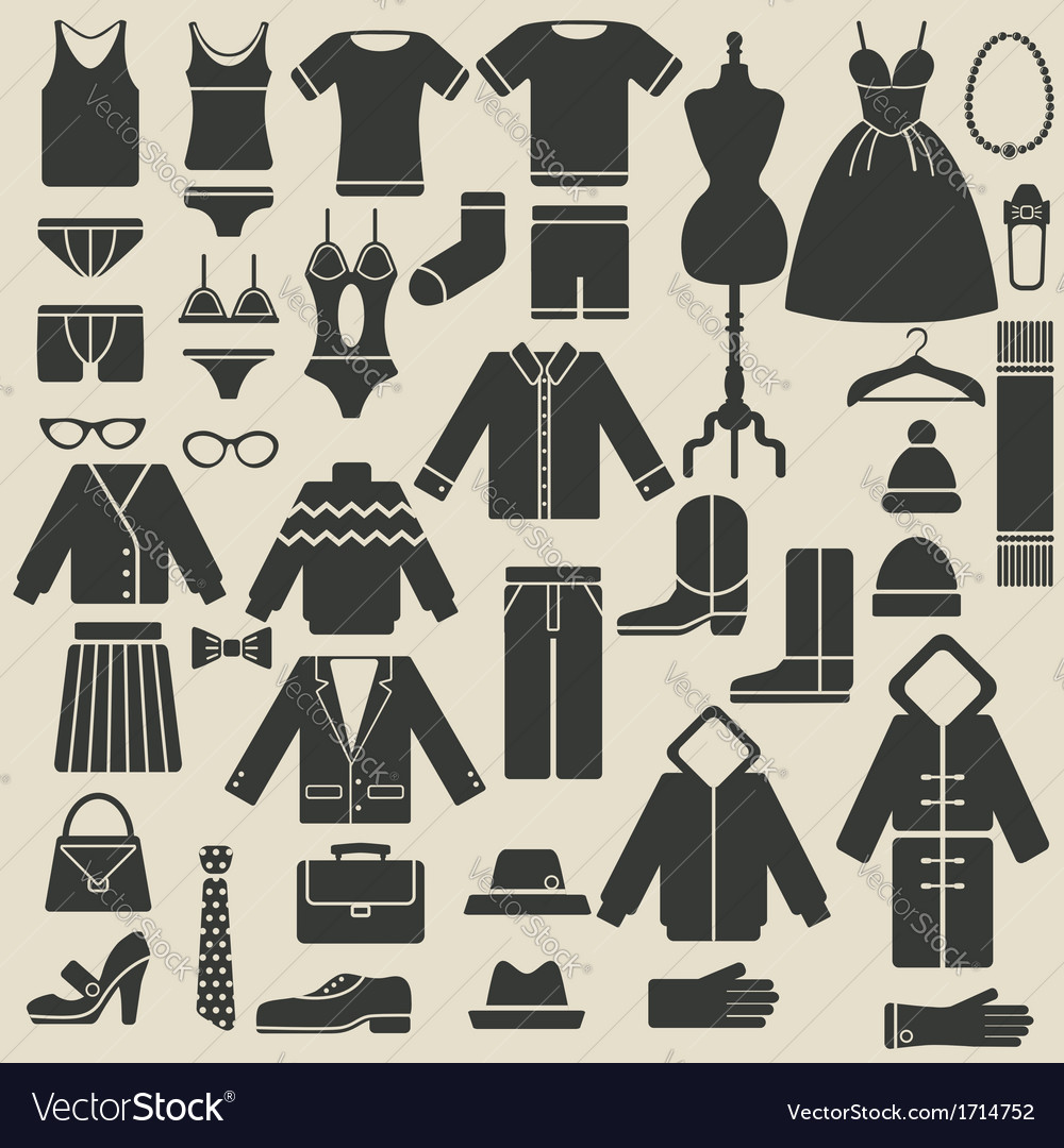Clothing icons Royalty Free Vector Image VectorStock