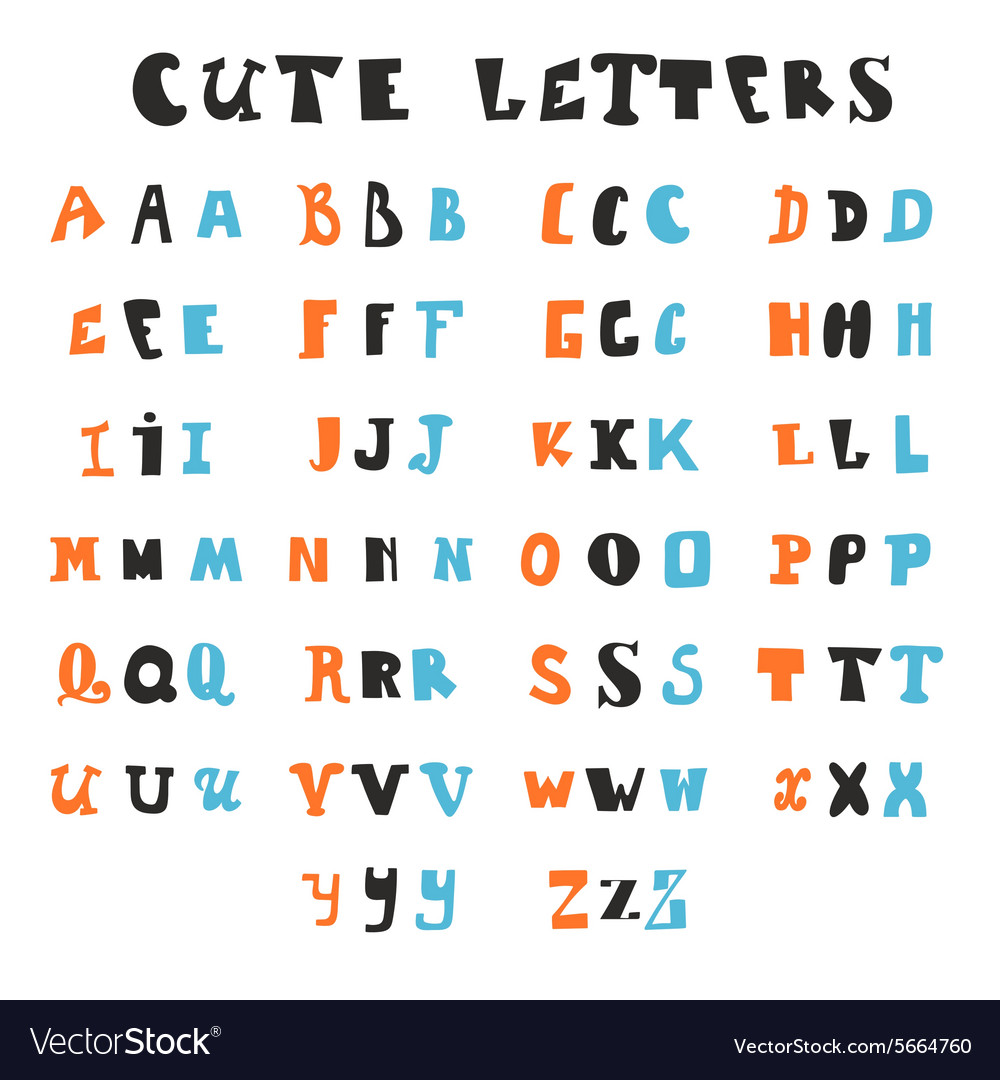 Funny Alphabet Letters Hand Drawn Fonts Royalty Free Vector