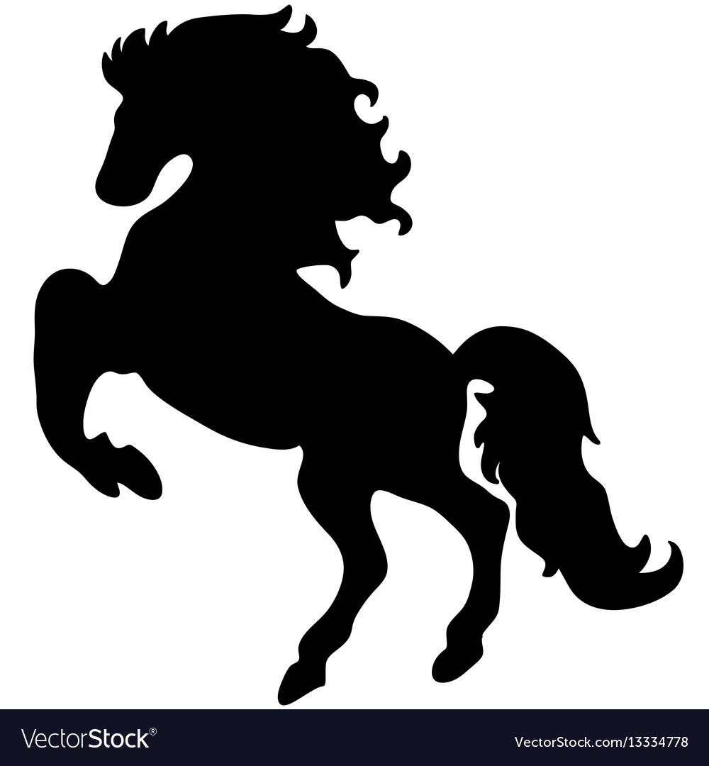 Rearing horse fine silhouette - black over Vector Image