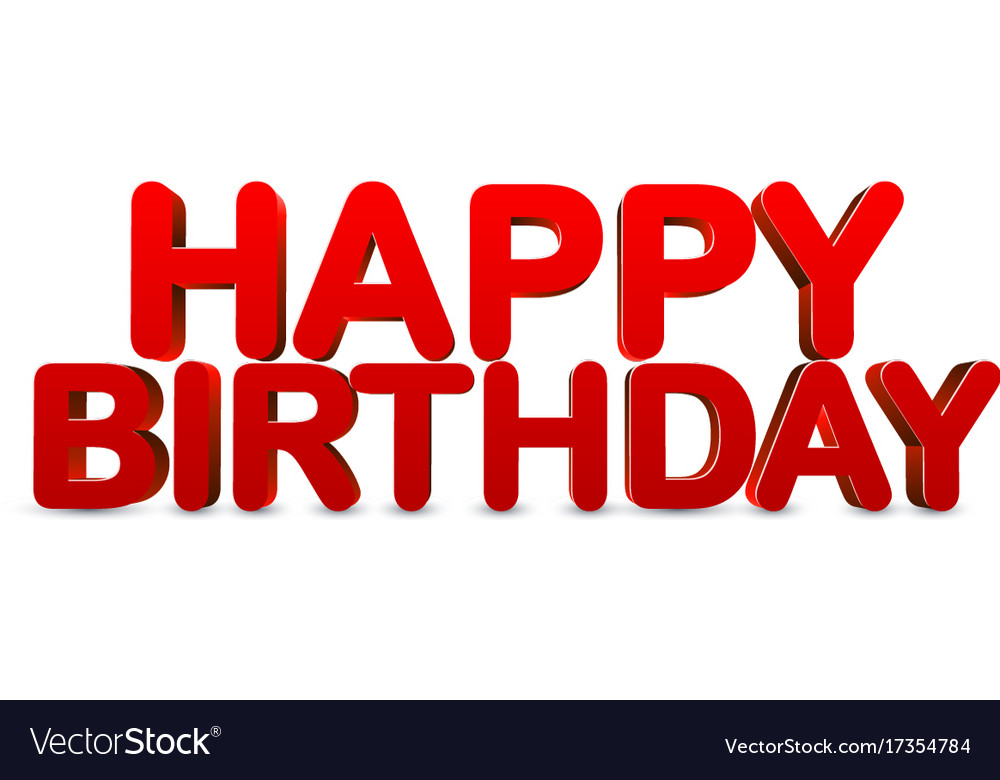 red happy birthday 3d banner royalty free vector image