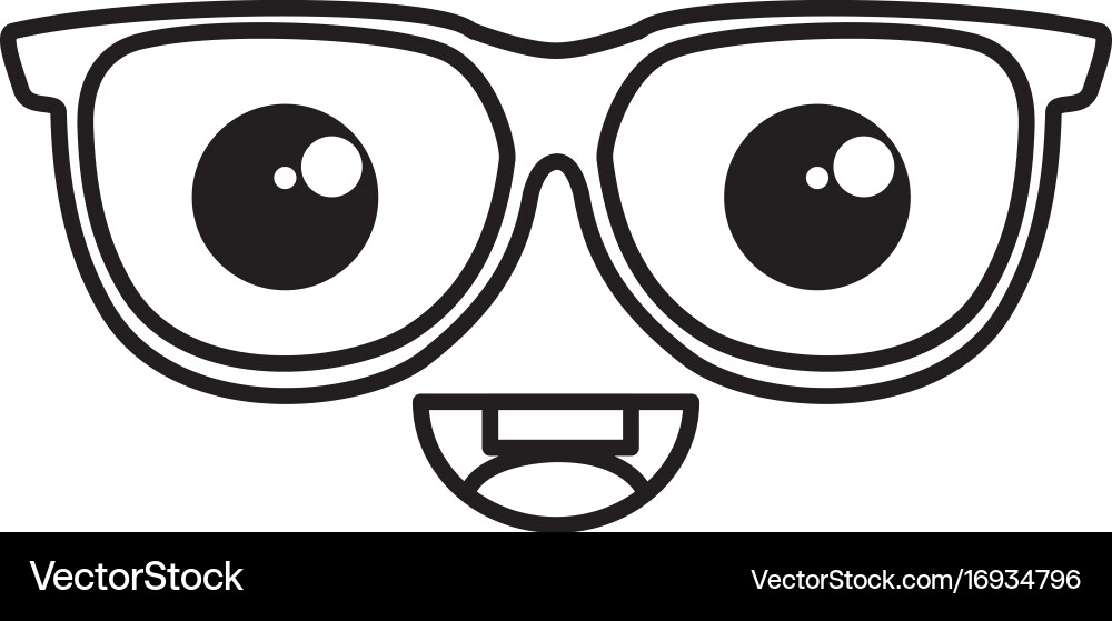 Eye glasses kawaii character Royalty Free Vector Image