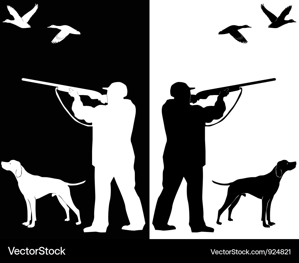 Hunter and dog silhouettes Royalty Free Vector Image