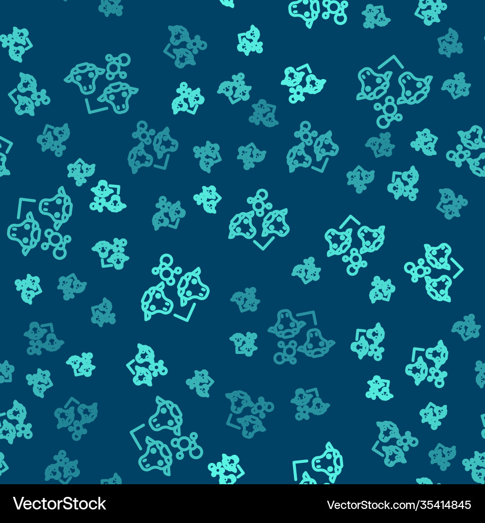 Green line cloning icon isolated seamless pattern Vector Image