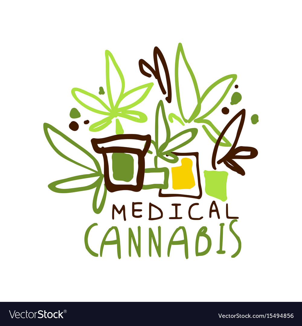 medical cannabis label logo graphic template vector image