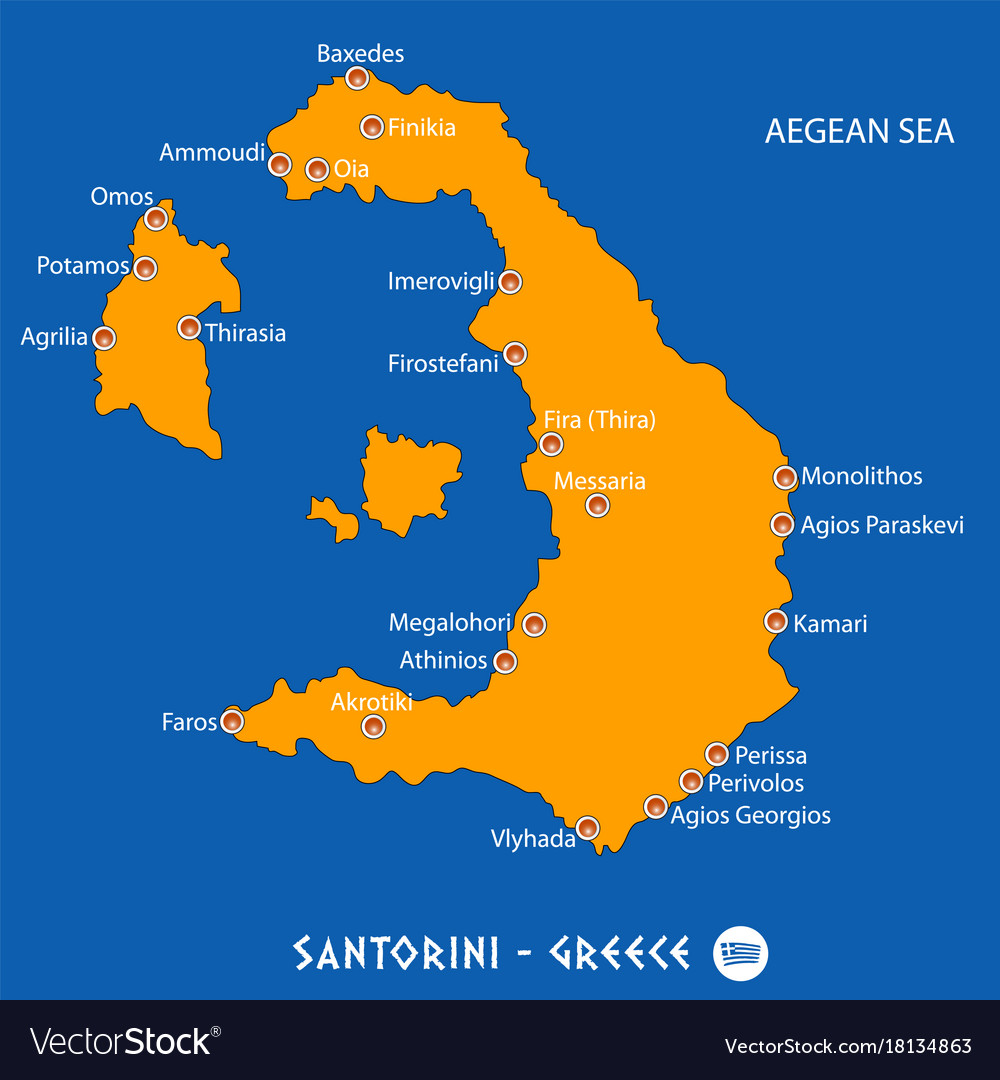 Island Of Santorini In Greece Orange Map And Blue Vector Image. Island Of Santorini In Greece Orange Map And Blue Vector Image island of santorini in greece orange map and blue vector image. island of santorini in greece orange map and blue vector image