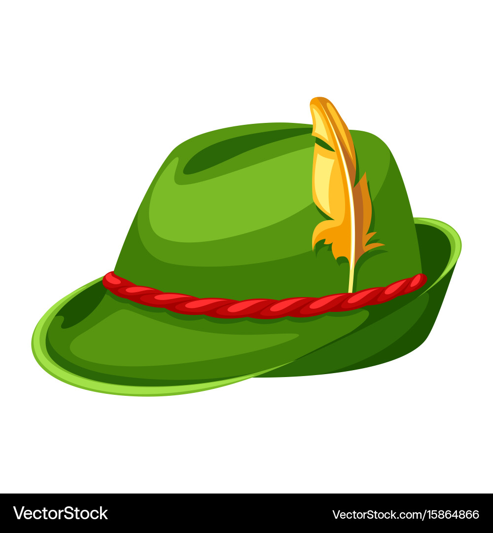 Hunting hat with feather and rope Royalty Free Vector Image