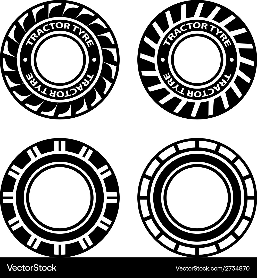 Black tractor tyre symbols Royalty Free Vector Image