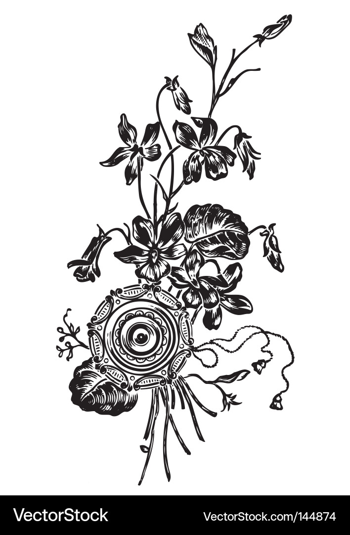 Antique flowers engraving Royalty Free Vector Image