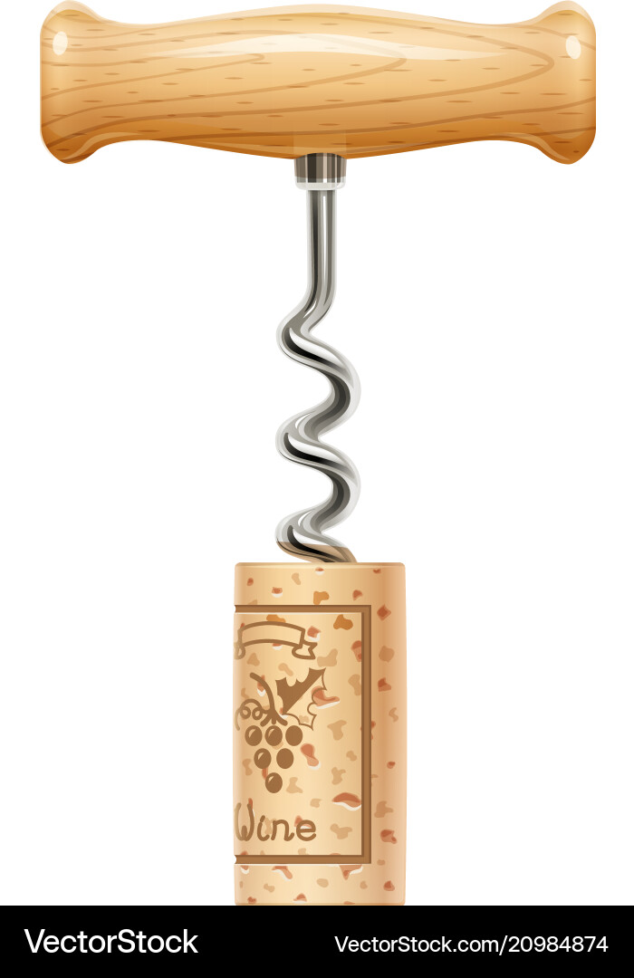 Corkscrew with cork device Royalty Free Vector Image