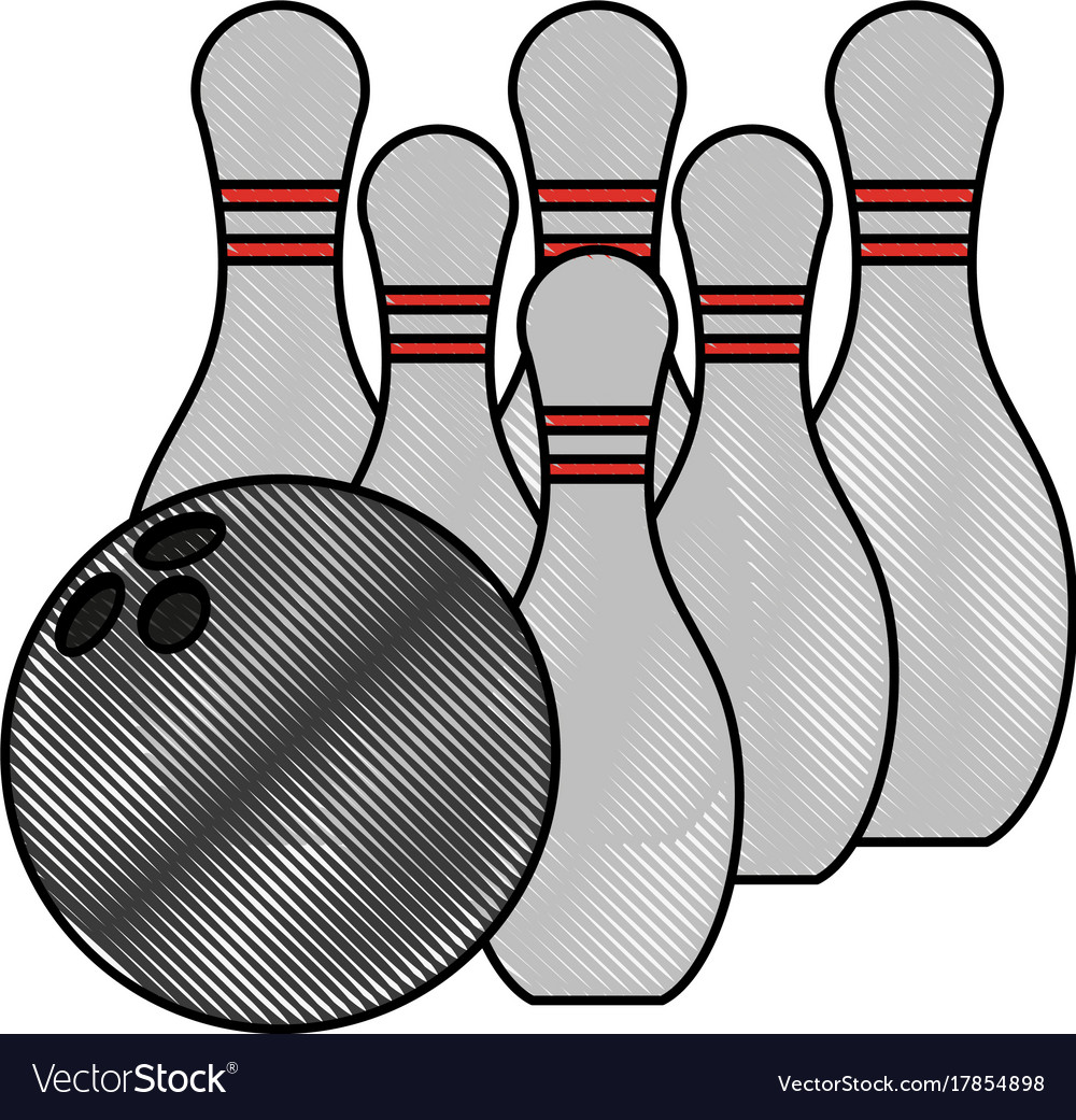 Bowling ball and pins Royalty Free Vector Image