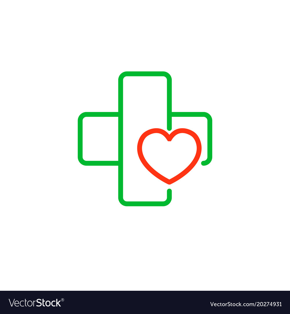 cross with a heart logo for the clinic royalty free vector