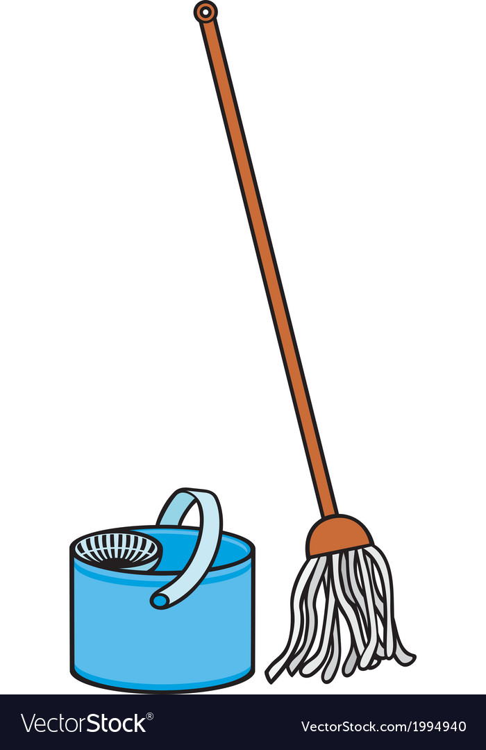 Bucket and cleaning mop Royalty Free Vector Image