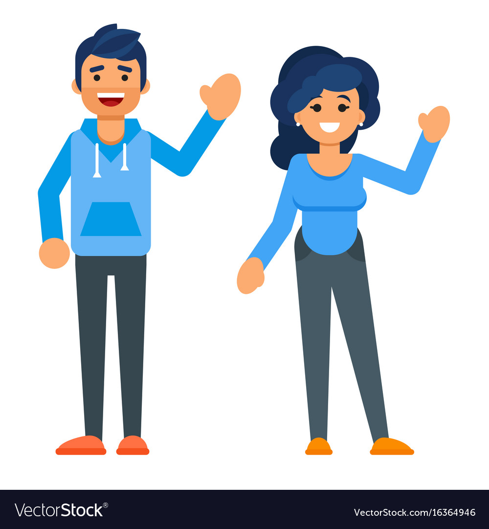 Download Happy characters man and woman Royalty Free Vector Image