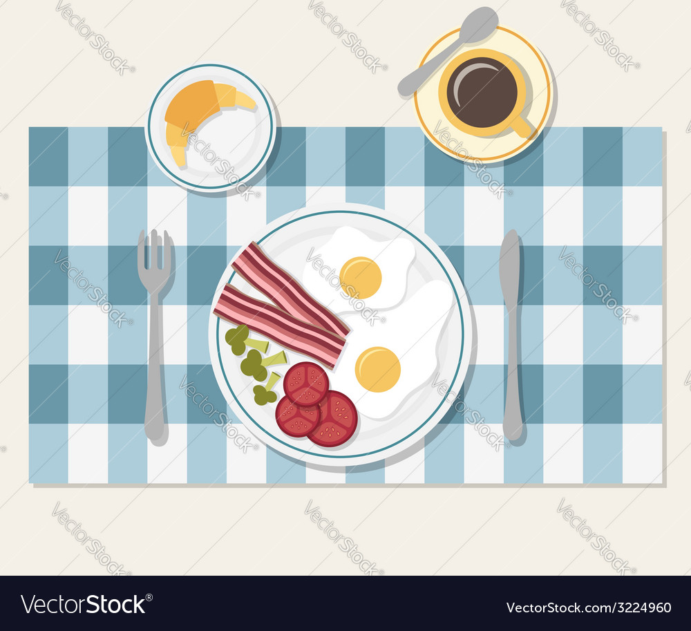 Breakfast Table setting Royalty Free Vector Image Breakfast Table setting Royalty Free Vector Image