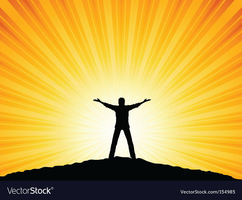 Silhouette man with arms raised Vector Image by kjpargeter Image