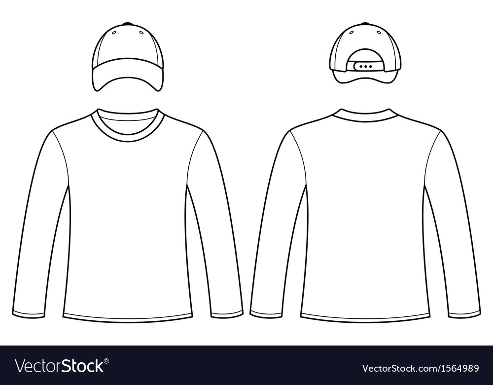 Download Long-sleeved T-shirt and Cap template Royalty Free Vector