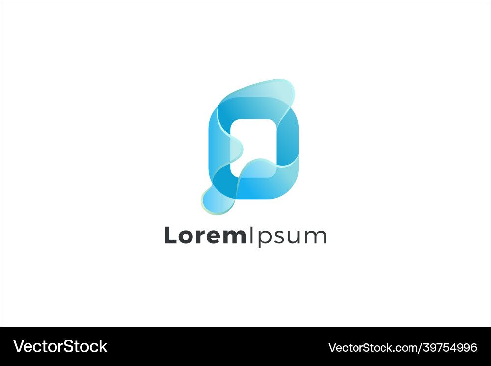 Letter o blue colour splash 3d modern logo Vector Image