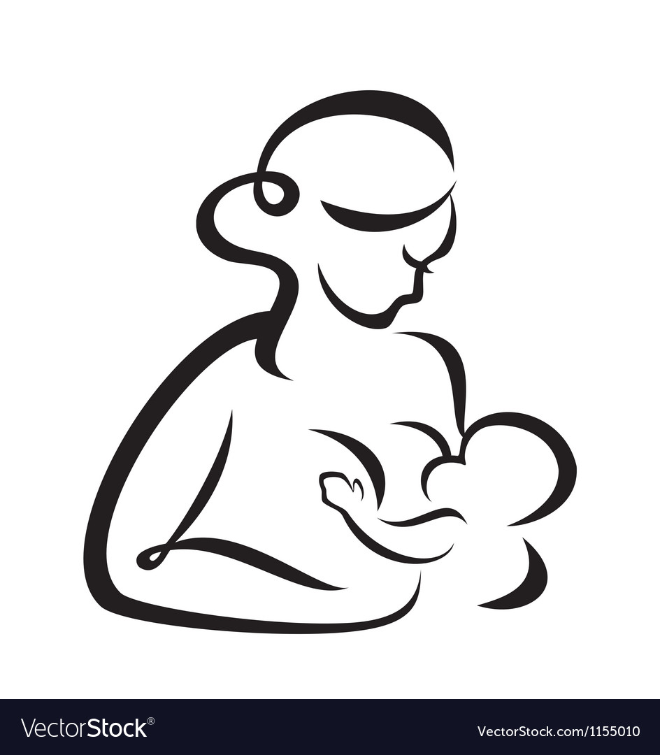 Download Young woman breastfeeding her baby symbol Vector Image