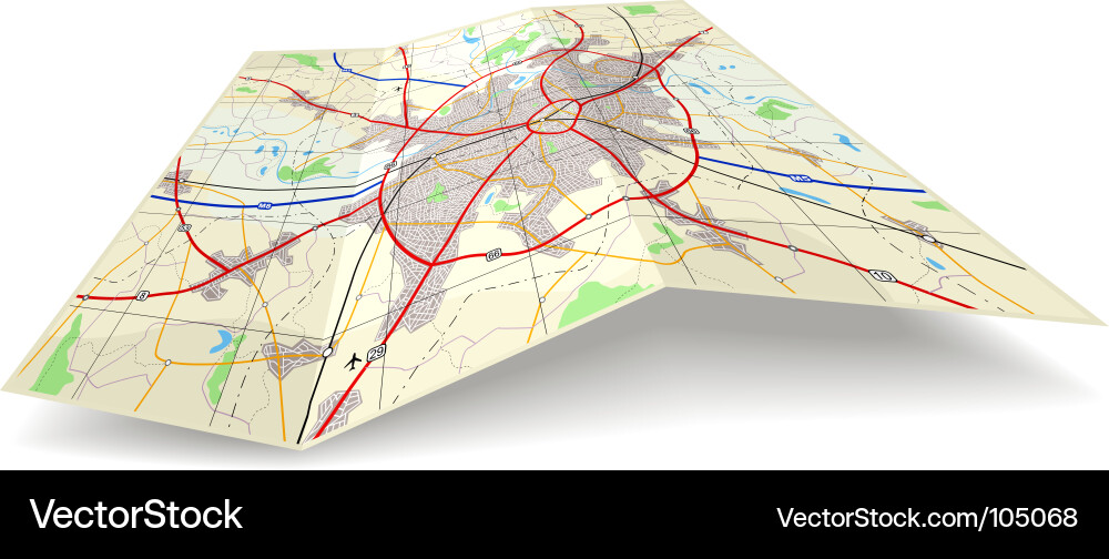 Folding map Royalty Free Vector Image - VectorStock