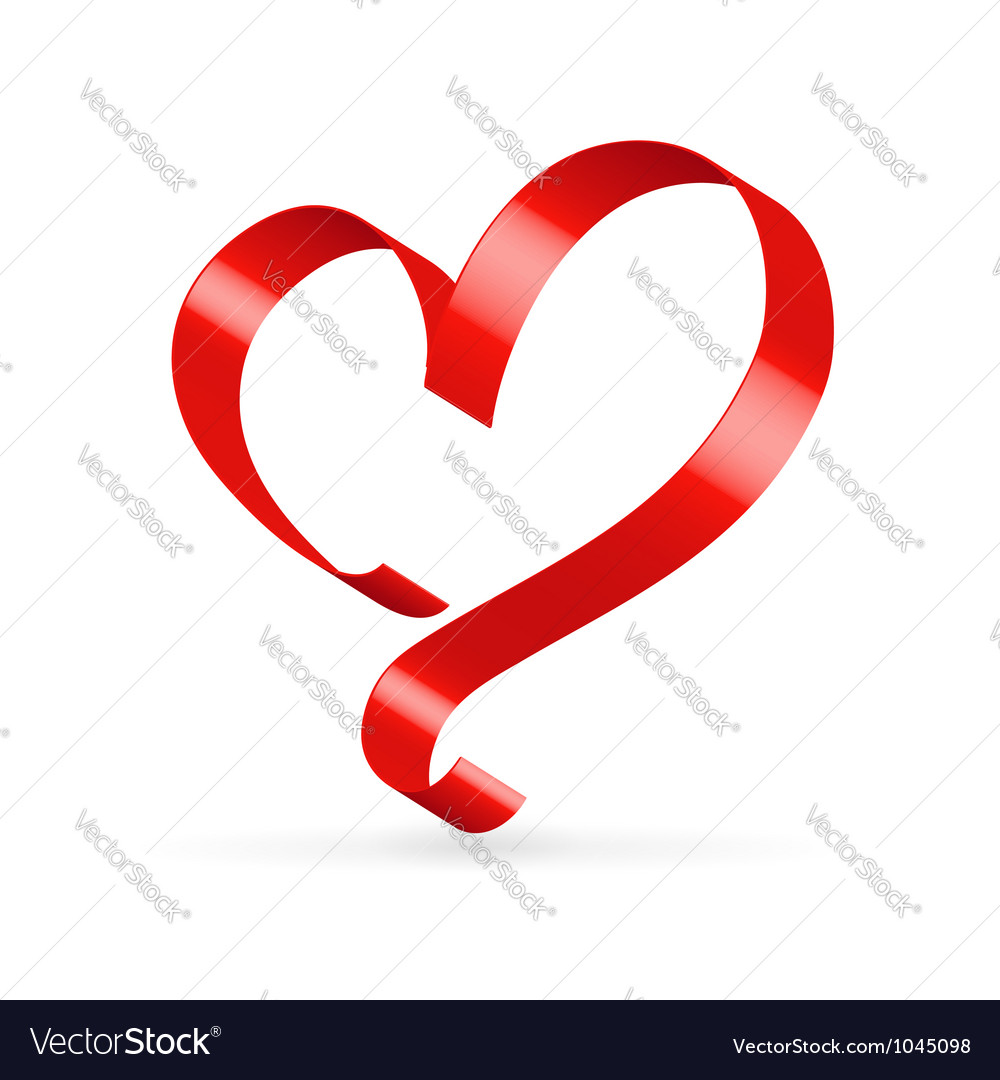 Download Red satin ribbon heart Royalty Free Vector Image