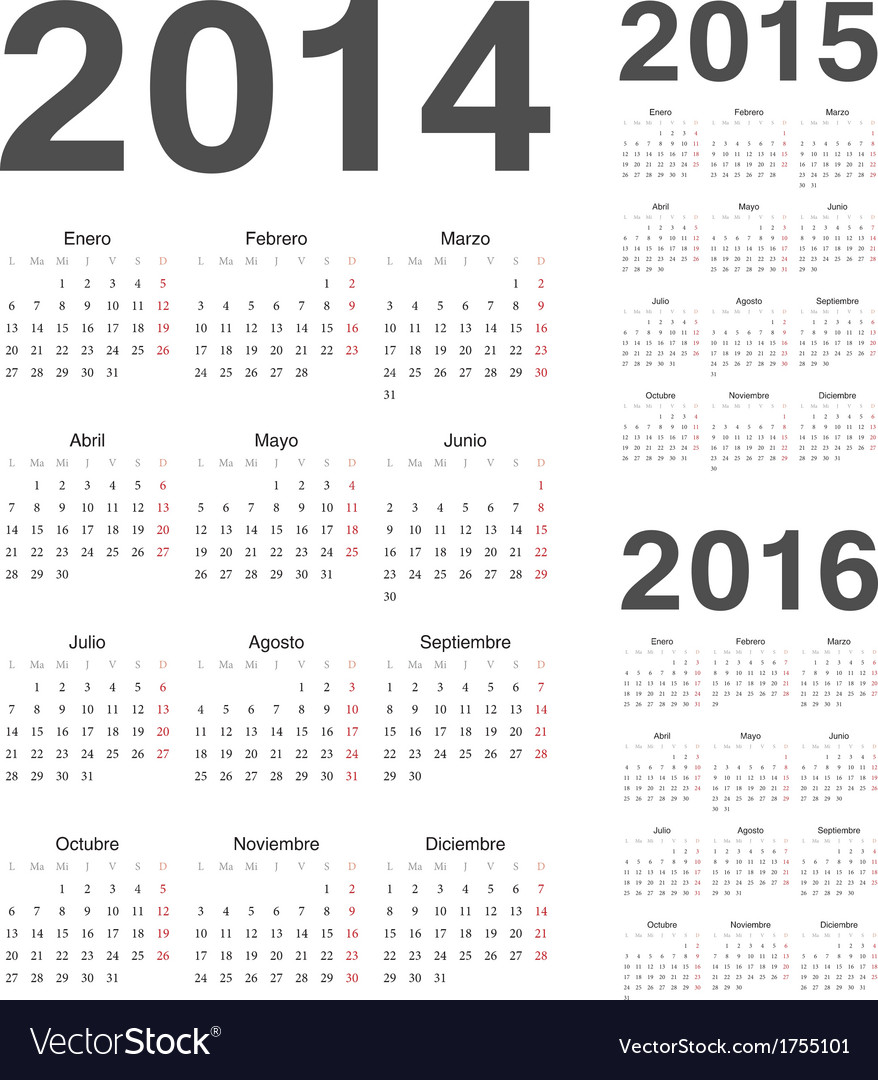 calendars 2014 and 2015