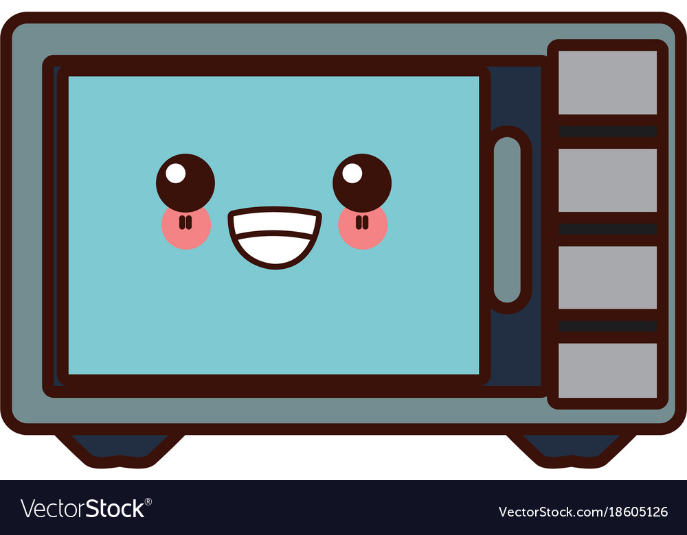Microwave Kitchen Liance Cute Kawaii Cartoon Vector Image